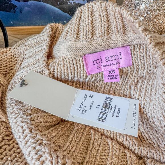 NWT Comfy Cozy Cable Knit Cropped Sweater by Miami of Francescas-Women's X-Small - Picture 4 of 7